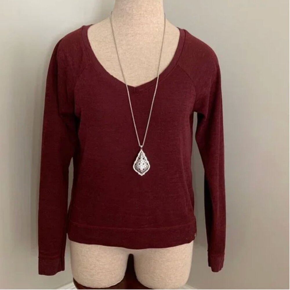 Abercrombie & Fitch Women's Maroon V-neck Sweater Long Sleeves Size Small
